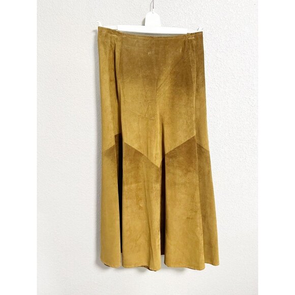 Double D Ranch Dresses & Skirts - Double D Ranch Vintage Suede Color Block Leather Skirt Maxi Cowgirl Large NWT‎